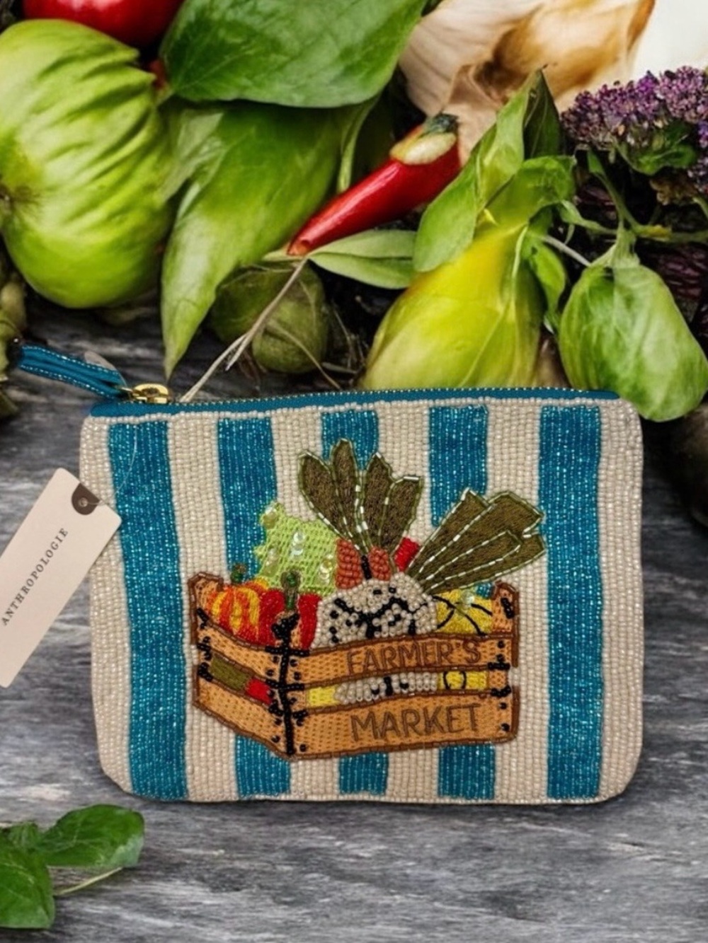 Anthropologie brand Maeve Beaded Market Produce Wristlet